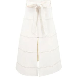 Tanya Taylor White Hudson Topstitched Skirt