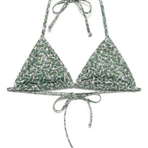 Lacoste Green Monogram-Print Bikini Top