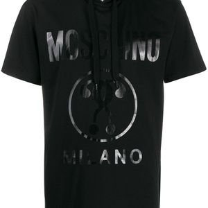 メンズ Moschino ロゴプリント フーデッドtシャツ ブラック