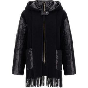 Herno Black Ultralight Fringed Single-Breasted Coat