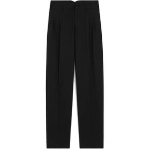 AMI Black Two-Pleats Wool Trousers