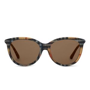 Burberry Brown Round-Frame Checked Sunglasses