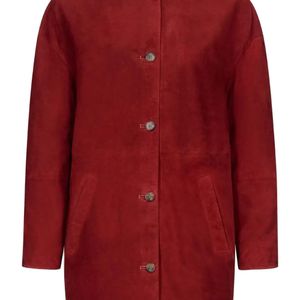 Loulou de Saison Red Waren Single-Breasted Suede Coat
