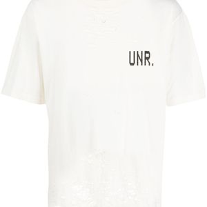 メンズ Unravel Project ダメージ Tシャツ ホワイト