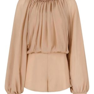 Marni Natural Puff-Sleeve Gathered Jumpsuit
