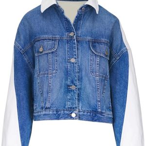 Twp Blue Patchwork Denim Jacket