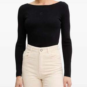 ARMANI EXCHANGE Black Ribbed Long-Sleeve Sweater