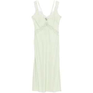 Pinko White Midi Slip Dress With Lace Bands