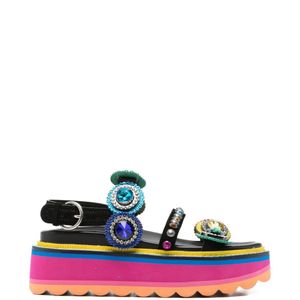 Kurt Geiger Black Octavia Crystal-Embellished Platform Sandals