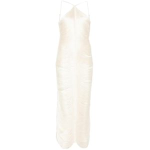 Bless White Jade Fringed Halterneck Dress