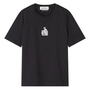 Lanvin Black Embroidered "M & D" Logo T-Shirt for men