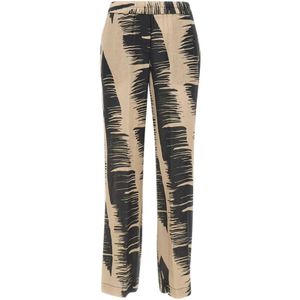 Kaos Natural Brushstroke Print Straight Trousers