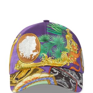 Versace Grey Patchwork-Print Cap for men
