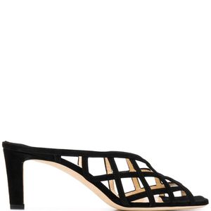 Jimmy Choo Sai 65 Black ミニリザードプリントレザー・ミュール ブラック