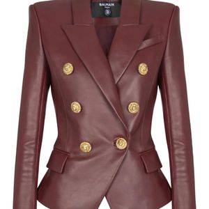 Balmain Brown Double-Breasted Lambskin Jacket