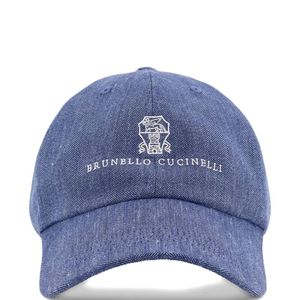 Brunello Cucinelli Blue Logo-Embroidered Baseball Cap for men