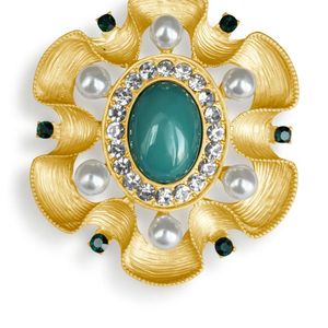 Hzmer Jewelry Metallic Faux-Pearl Embellished Brooch