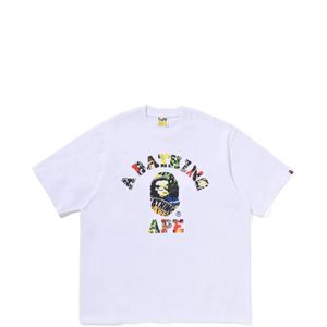 A Bathing Ape White T-Shirt Multi Logo College À Manches Courtes for men