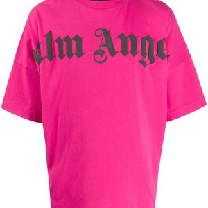 メンズ Palm Angels ピンク フロント ロゴ オーバー T シャツ