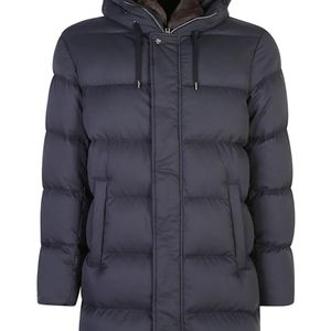 Herno Blue Hooded Padded Jacket for men