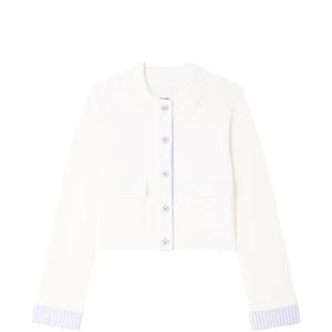 Sandro White Wool Polo Cardigan