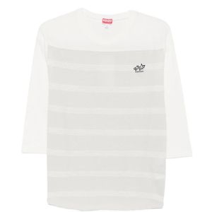 KENZO White Striped Three-Quarter-Sleeve Top