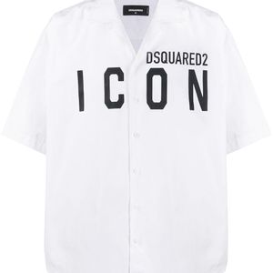 メンズ DSquared² Icon ロゴ ボウリングシャツ ホワイト