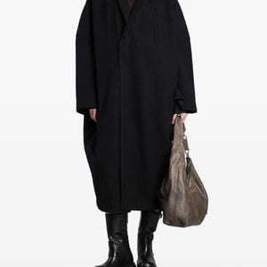 Rick Owens Black Oversized Shawl-Collar Coat