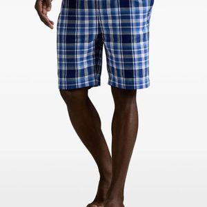 Polo Ralph Lauren Blue Check-Print Drawstring Pajama Shorts for men