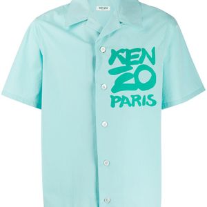 メンズ KENZO ロゴ ショートスリーブシャツ ブルー