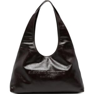 Alexander Wang Black Medium Pike Logo-Embossed Leather Tote Bag