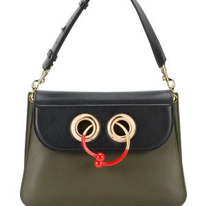 J.W. Anderson Green Medium Bi-colour Pierce Bag With Gold And Red Hoop