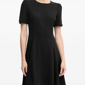 DKNY Black Button Detail Mini Dress