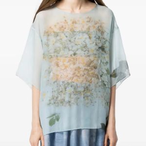 Anntian Blue Haut Imprimé En Chiffon