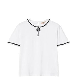 Twinset White T-Shirt With Trimming And Bow
