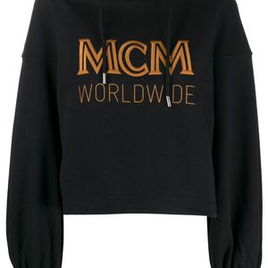 MCM ロゴ クロップド パーカー ブラック