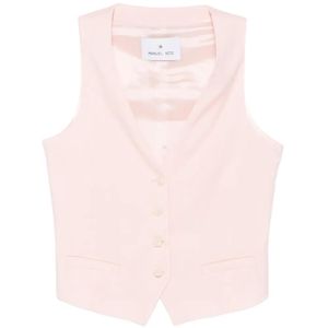 Manuel Ritz Pink V-Neck Button-Up Waistcoat