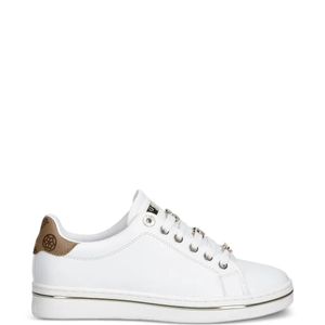 Guess White Logo-Plaque Lace-Up Sneakers
