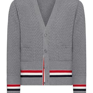 Thom Browne Grey Rwb Stripe Cardigan for men