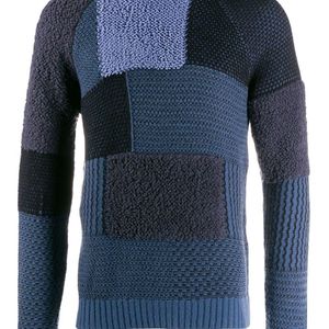 メンズ Giorgio Armani パッチワーク セーター ブルー