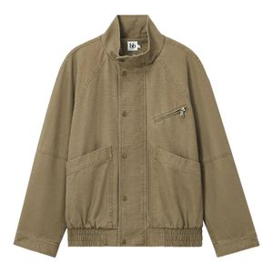 B+ AB Green Button-Fastening Pocket Jacket