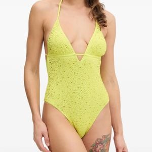 Guess Yellow Rhinestone One-Piece Swimsuit