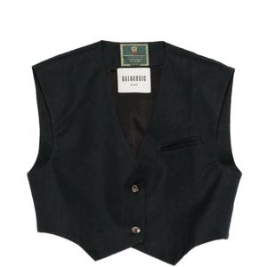 BATAKOVIC Belgrade Black Button Linen Gilet