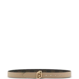 Liu Jo White Logo-Plaque Monogram-Pattern Belt