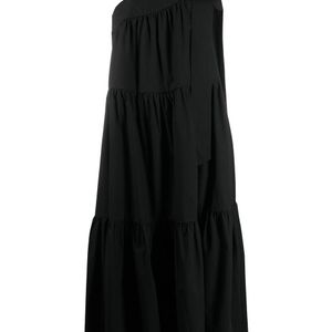 Erika Cavallini Semi Couture ワンショルダー ティアード ドレス ブラック