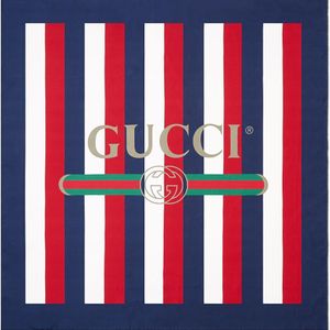 Gucci グッチ プリント シルヴィ ストライプ スカーフ レッド