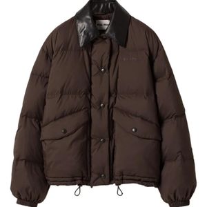 Miu Miu Brown Piumini Ponge'Tec Piumino+Pelle
