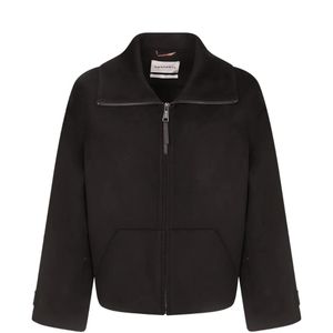Amaranto Black Zip-Up Button-Cuff Jacket for men