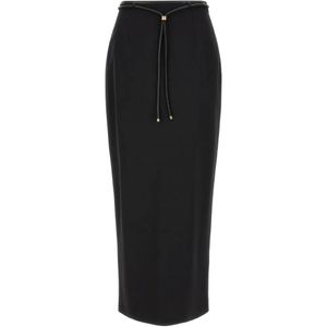 Agnona Black Belted High-Waisted Midi Skirt