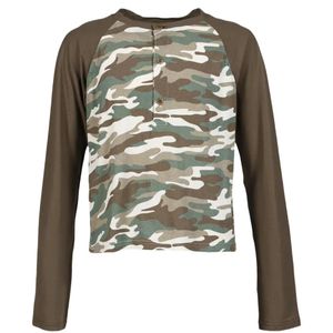 JUN/NAKAYAMA Green Henley Camouflage-Print Raglan-Sleeved T-Shirt for men